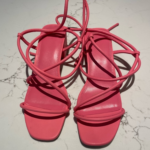 H&M wrap heels - hot pink, like new - Picture 4 of 7